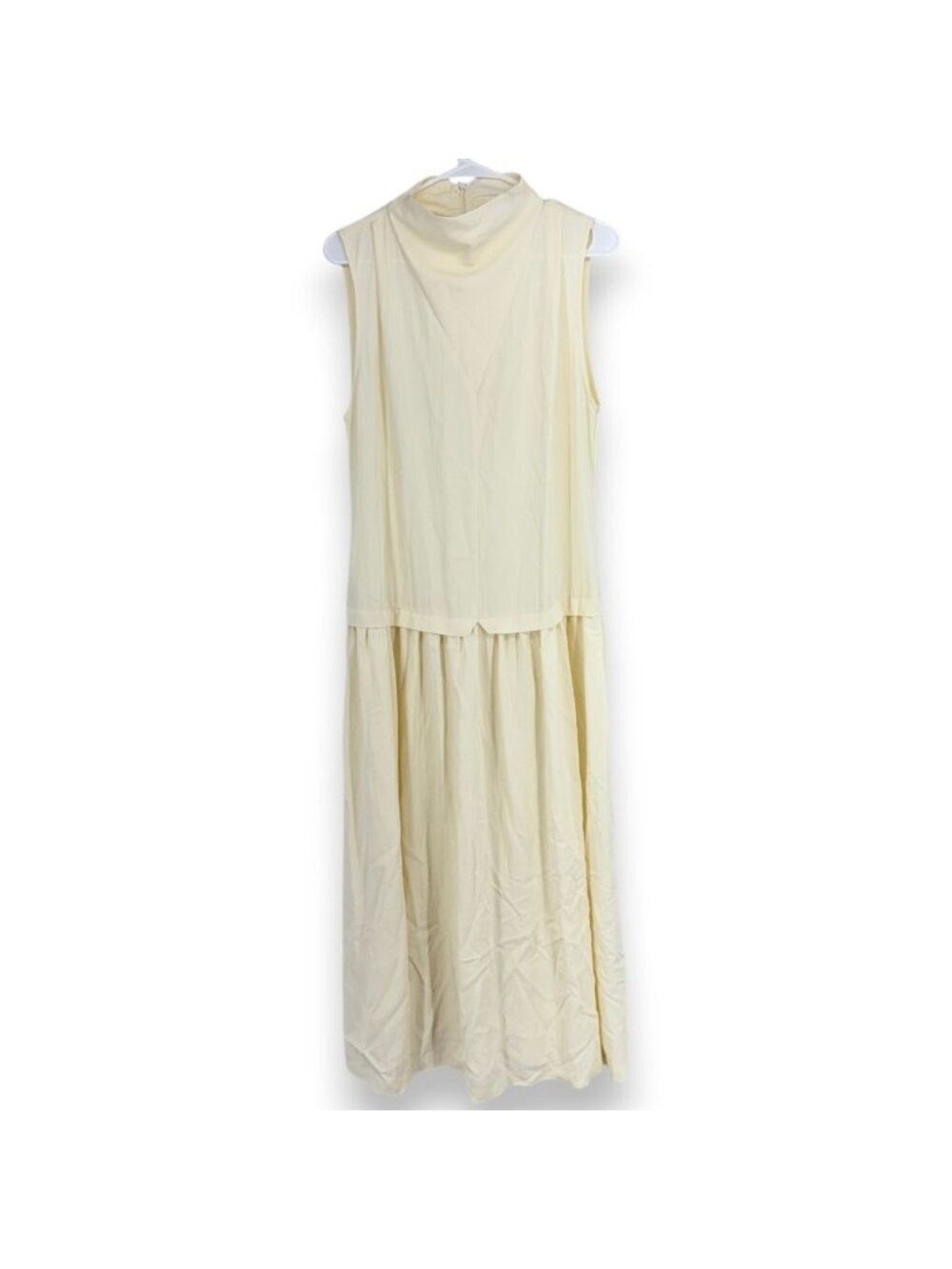 Modern Citizen Women L Drop Waist Maxi Dress Chan Mock Neck Butter Yellow Event